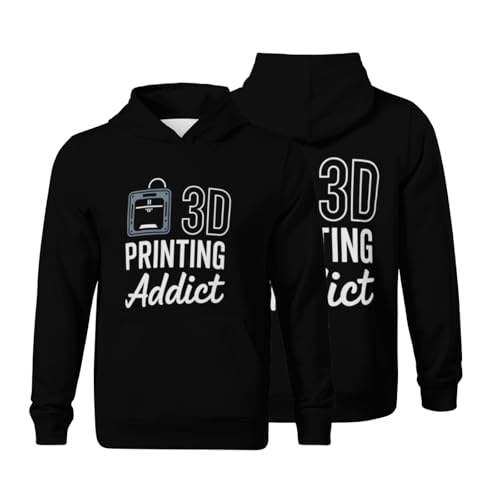 Kids Vintage 3D Printing Addict Boys Girls Lightweight Kangaroo Pocket Fleece Hoodies