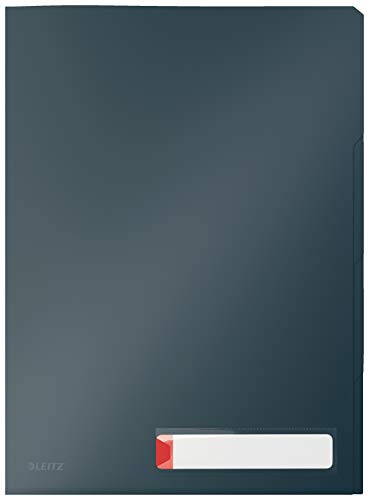 Leitz A4 Plastic Privacy Tab Folder, 40 Sheet Capacity, Pack of 3, Cosy Range, Velvet Grey, 47160089