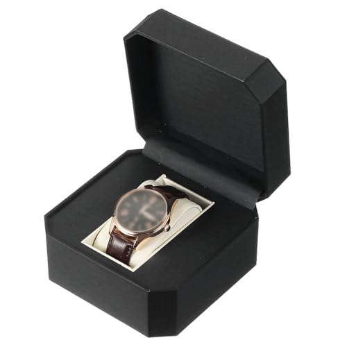 uxcell Watch Travel Case, PU Leather Watch Storage Box Holder Organizer, 1 Slot for 1 Watch, Portable Watch Case Box Leather Watch Roll for Men and Women Gift Birthday Anniversary, Black