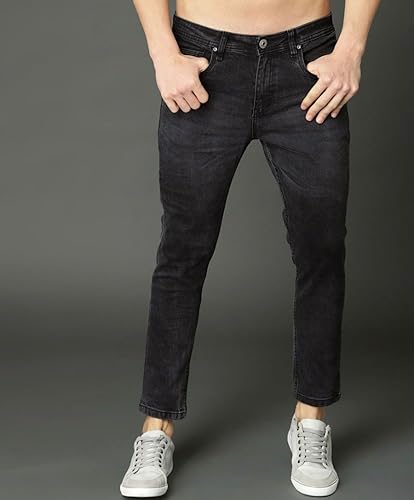 Image of Men's Comfortable Stretchable Casual Denim Jeans Slim Fit Mid Rise Flat Front Full Length Modern & Fashionable for Casual Wear Comfort and Flexibility