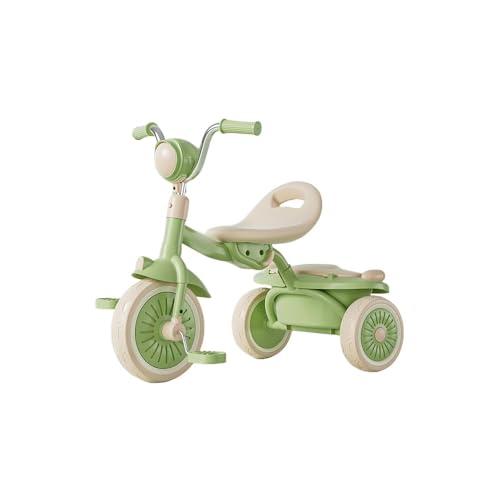 WXQ子供用三輪車 1-3歳三輪車 ペダル付き 調整可能幼児車 運び便利 コンパクト超軽量 子供用キックバイク 組み立て簡単 空気入れ不要 バイク 乗り物 おもちゃ 乗用玩具 アウトドア&室内兼用 プレゼント (グリーン)