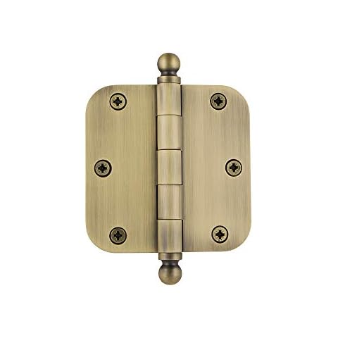 Nostalgic Warehouse Ball Tip Door Hinge, Antique Brass Cover