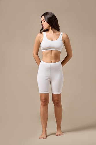 Image of URBAN ADVENTURE High Coverage Premium Cotton Spandex Mid Waist Elastane Stretch Shorties - Gym -Cycling Shorts /Tights for Women