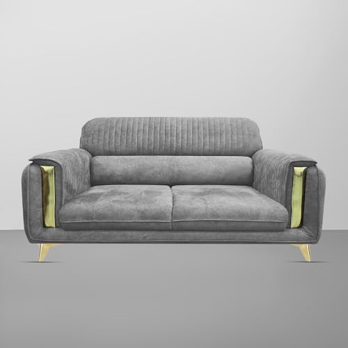 Image of Casaliving Gelio 3 Seater Sofa Set for Living Room (Dark Grey Colour) Premium Fabric Sofa Set