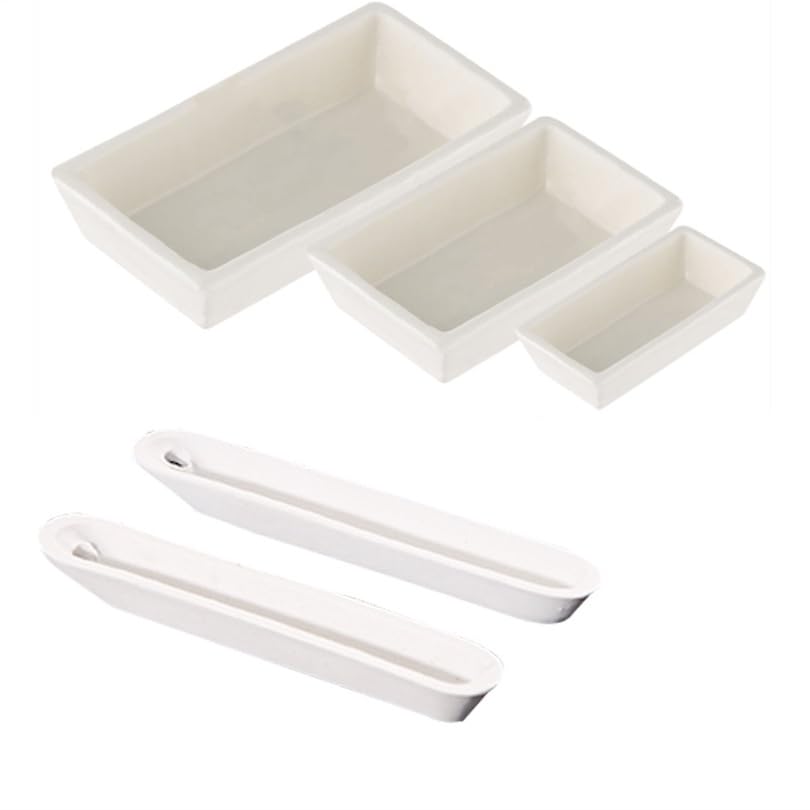 5Pcs Lab Ceramic Crucibles - High-Temperature Sample Holders for Tube Muffle Furnaces(Square 60x30mm)