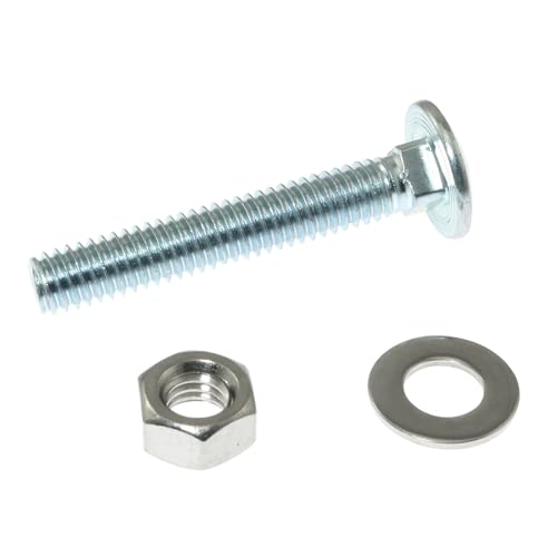 Image of RLECS 10PCS Galvanized Carriage Bolt 5 /16-18x2'' Carriage Bolts Set Round Head Square Neck Screws with 10 Nuts and 10 Washers