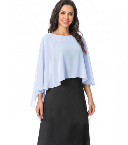 Image of Baoqiya Chiffon Capes Sheer Capelets Long Cape Poncho For Women Plus Size
