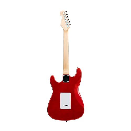 Image of STA 39-Inch Full-Size 6-String Electric Guitar for Beginners & Intermediate (Red) | SSS Single Coil Pickups | Basswood Body, Rosewood Neck & Fretboard | Standard Tremolo Bridge with Whammy Bar