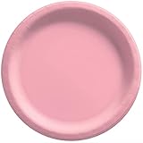 Amscan Big Party Pack 50 Count Paper Dessert Plates, 7-Inch, New Pink