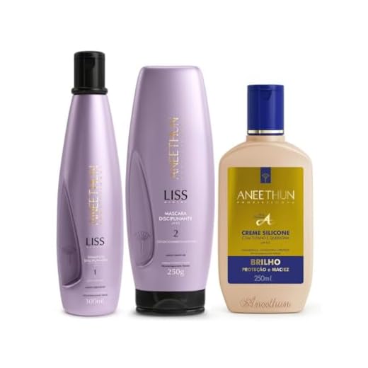 Kit Aneethun Liss System Shampoo Disciplinante 300ml e Máscara 250g, Creme de Silicone Linha A 250ml