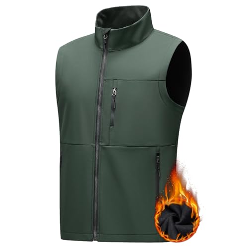 Image of Men's Soft Shell Vest Windproof Outerwear Vest Warm Inner Fleece Vest Waterproof Sleeveless Jacket
