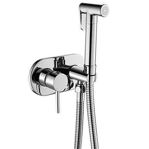Pulverizador de mano para bidé, sistema de ducha con control de presión de agua ajustable, kit de rociador de pañales de un solo mango, kit de rociador de inodoro montado en la pared de latón