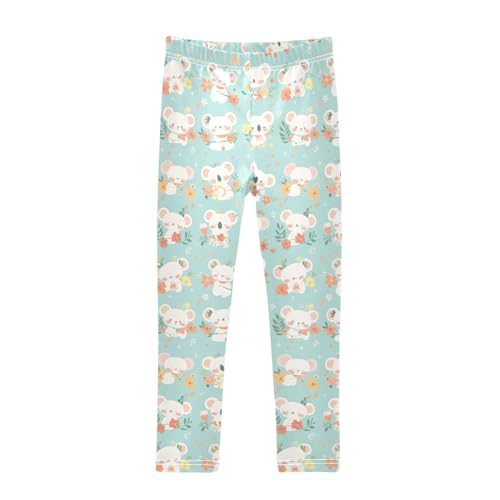 Seamless Cartoon Koala Bear Toddler Girls Cotton Leggings Fashion High Waisted Workout Pants Gym
