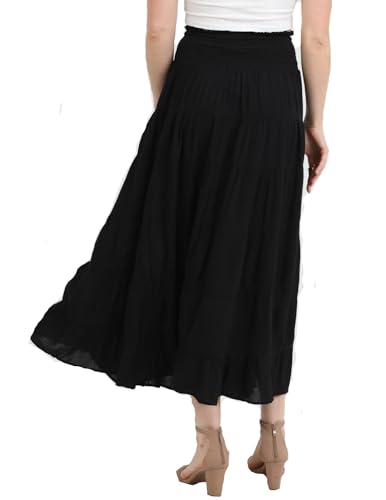 Angie Women's Tiered Maxi Skirt with Smocked Waistband3