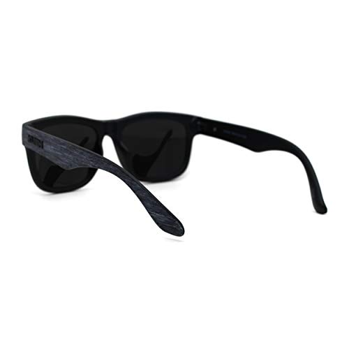 Image of Kush Mens Brushed Wood Grain Sport Horn Rim Black Lens Sunglasses
