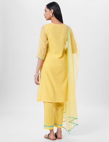 Image of BIBA Women Art Silk A-Line Kurta Regular Pant Suit Set