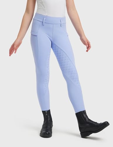 Image of FitsT4 Sports Girls Horse Riding Pants Full Seat Silicone Girls Equestrian Pants Stretchy Kids Breeches Riding Tights Pockets