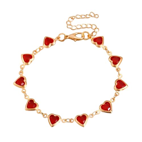 Chaîne en cristal rouge en zircon : bijou de poignet ajustable