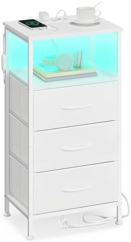 SONGMICS Collection BELLAH - Table de Chevet avec Multiprise, Tab...