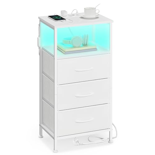 SONGMICS BELLAH Collezione - Comodino con Stazione di Ricarica, Tavolino