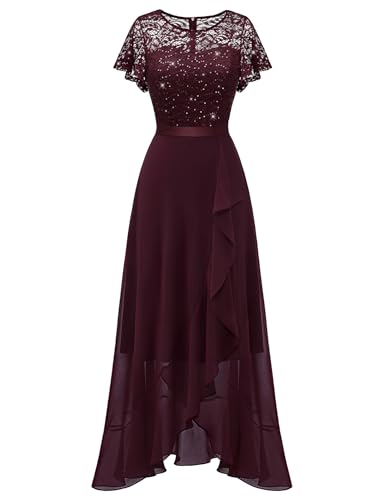 Berylove Abendkleider Elegant Für Hochzeit Glitzer Kleider Vokuhila Kleid Kleid Für Hochzeit Als Gast Damenkleider Festlich Tanzkleid Damen...