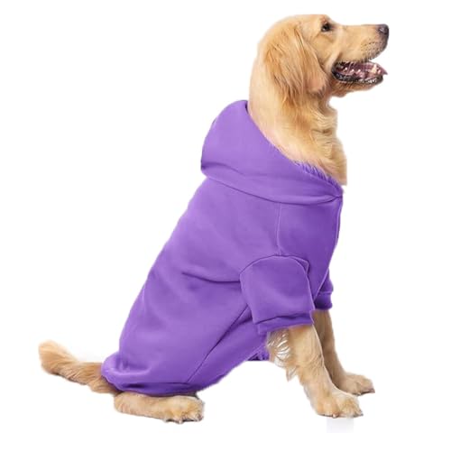 ICOUCHI 犬服 ペット服 洋服 パーカー コート 春秋冬 かわいい 無地 大型犬 中型犬 ドッグウェア tシャツ フード付き 柴犬 秋田犬 パジャマ 防寒 保温 ペット用品 (S,パープル)