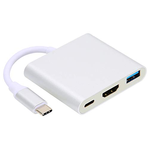 ciciglow Adaptateur Multi-Ports de Type C Adaptateur Compatible de Type C vers HDMI Interface multimédia HD Concentrateur de Type C 4K HD pour Ordinateurs Portables/téléphones/tablettes(Silver)