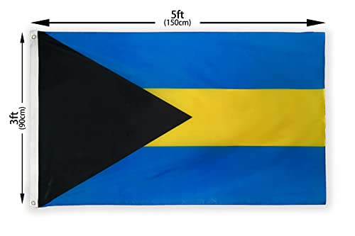 Danf Bahamas Flag 3X5 Ft Thick Polyester, Fade Resistant, Brass Grommets, Canvas Header, Double Sided Bahamian Caribbean National Flags 3 X 5 Feet #TOP4