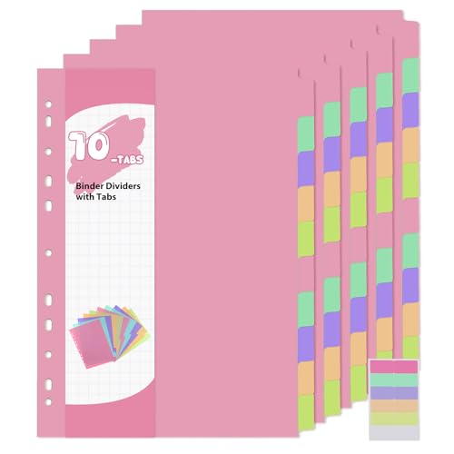 Image of 6 Set File Dividers A4, 10 Part Tabs A4 Folder Dividers for Ring Binders