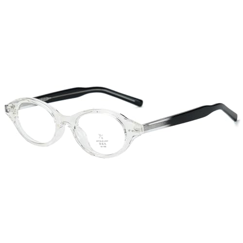 Image of Retro Oval Glasses Frame Men Tr90 Korean Style Women Small Glasses Anti Blue Light Acetate Temple