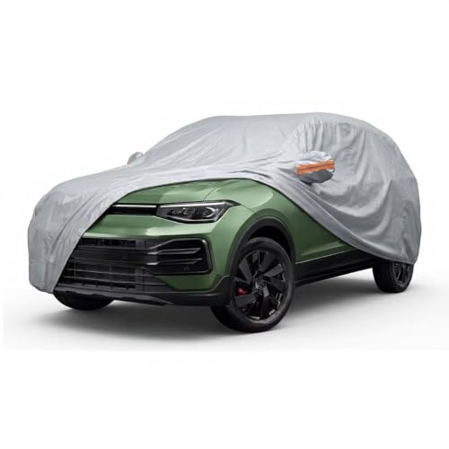 Image of myTVS 100% Waterproof Car Body Cover for Volkswagen Taigun - Custom-Fit, Double-Layer, UV & Dust Proof, Mirror Pockets & Elastic Clip Lock (CSK 7B)