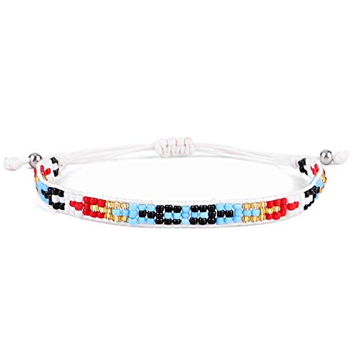 Bracelet tissé de perles réglable en cristal blanc pour les tenues d'été