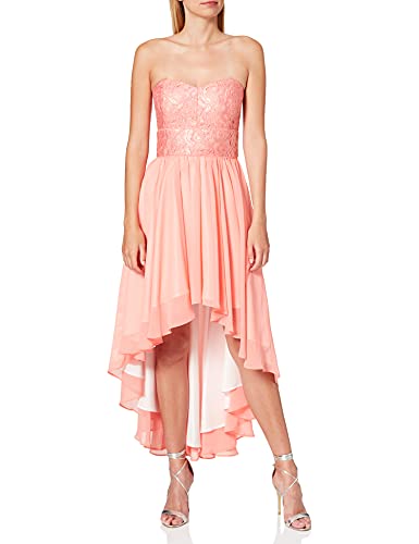 Swing Damen Ballkleid mit hinten abfallendem Saum, Maxi, Einfarbig, Gr. 40, Orange (coral 7777)