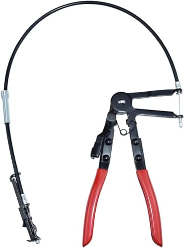 CENWOTL Flexible Wire Long Reach Hose Clamp Pliers Apply to Car Fuel Oil Water Hose Repairing Tool, Red