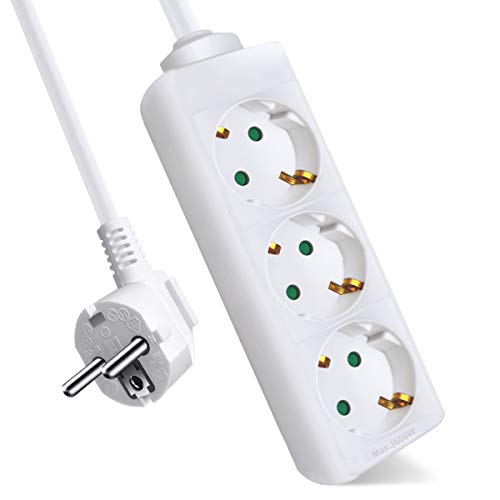 Regletas Enchufes 3 Metros EXTRASTAR Regleta alargador de 3 metros con 3 enchufes (Blanco)