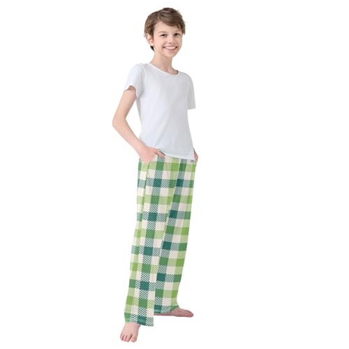 Boys' Pants St Patricks Day Plaid Dark Green Long Bottoms Jogger Pants Elastic Waist Trousers with Pockets S-XL4