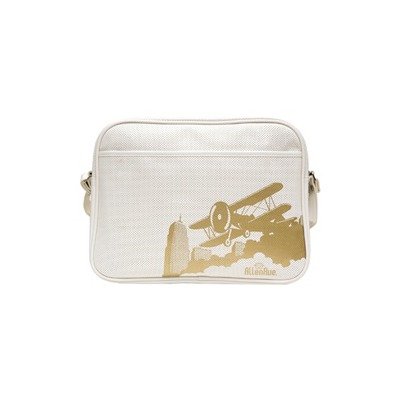 Cevan Metro Premium Diaper Bag in Parisian White with Gold Biplane Artwork