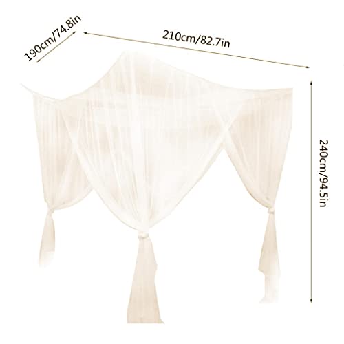 Baoblaze Europäische Art Bettwäsche Baldachin 4 Eckpfosten Moskitonetz Vorhang Indoor e Outdoor, Beige, 210x190x24cm