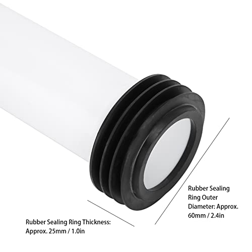 White Concealed Toilet Flush Pipe, Straight Lengthened PP Flushing Tube with Rubber Seal Universal for Wall Squat Toilet Tanks 11in - Image 4