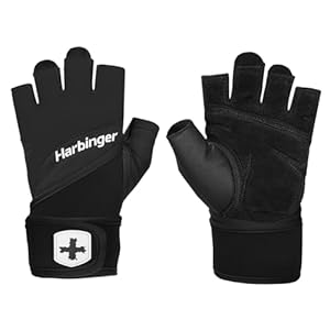 Harbinger Training Grip Wristwrap Weightlifting Gloves, heavy lifting glove with integrated wrist wrap, Unisex