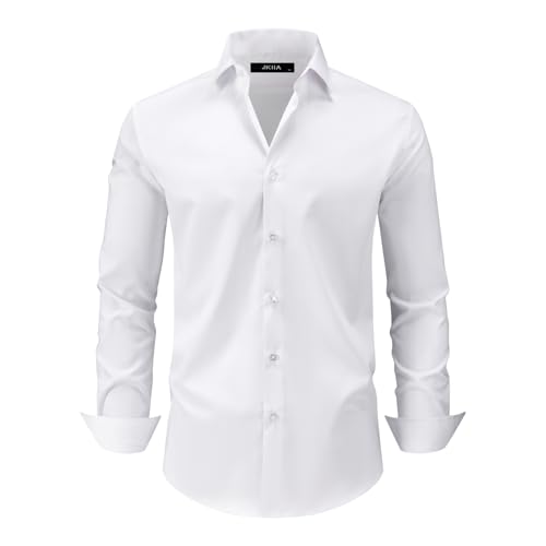 Men's Dress Shirts Stretch Wrinkle-Free Long Sleeve Shirts Solid Business Casual Formal Button Up Shirt2