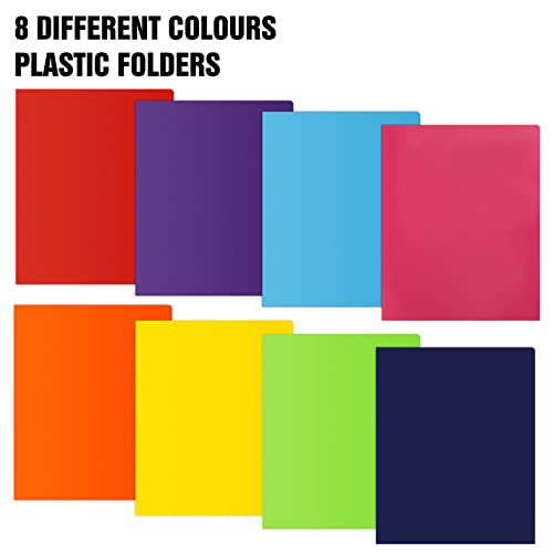 Eoout 32Pcs Plastic Folders With Pockets, Heavy Duty Folders With 4 Pockets For Office And School, Letter Size, 8 Assorted Colors #TOP4