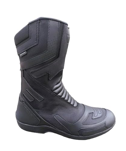 RKsports MENS MOTORCYCLE MOTORBIKE TOURING BLACK LEATHER BOOTS (BLACK,...