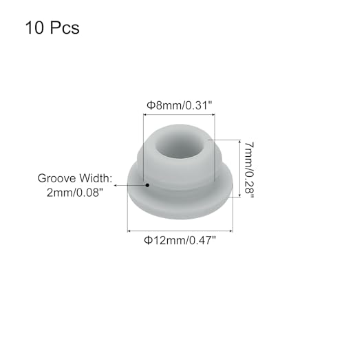 Image of MECCANIXITY 10pcs Silicone Snap in Locking Hole Plugs,8mm /0.3 Inch Mounting Diameter Narrow Groove Width 2mm Panel Seal Cover Round for Kitchen Bulkheads Waterproof Sealing Plugs Grey