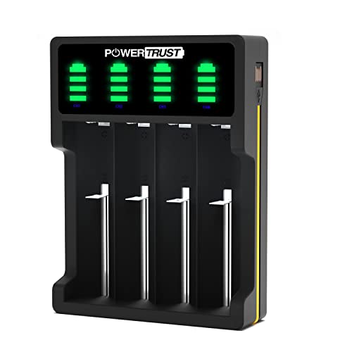 PowerTrust Universal Intelligent Charger 18650 Ladegerät für A AA AAA 18630 18490 18350 17670 17500 16340(RCR123) 14500 26650, 26500, 25500, 22650 Akkus Cover