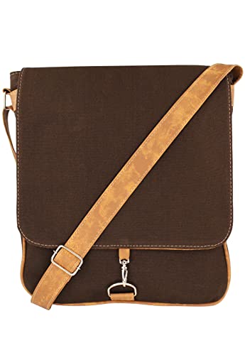 Bolsa Lenna's Prem Transversal de Lona L068 Marrom