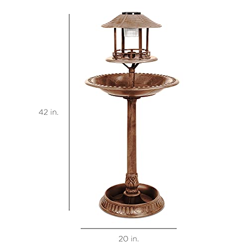 Best Choice Products SKY5951 Solar Outdoor Bird Bath Vintage Resin Pedestal Fountain Decoration thumb #6