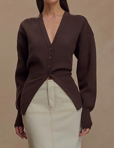 Cardigan Sweater for Women Oversized Deep V Neck Button Front Cardigan Fall Trendy Outfits3