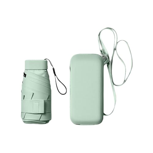 QUINTRA Mini-Reise-Sonnenschirm für Geldbörse mit Etui, Kleiner kompakter Regenschirm, leicht, tragbar, Winddicht, für Damen, Herren, Outdoor-Zubehör für unterwegs (Mint Green, one Size)