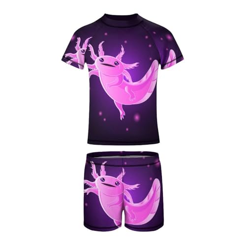 Cute Kawaii Pink AxolotlChildren's Swimsuits Boys Two Piece Suit8-10Y（130cm）2